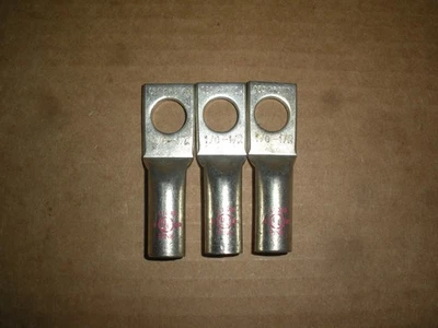 NSI 1/0 copper compression lug lot/3 single hole 1/2" L1048 6 lots available - Image 1 of 4
