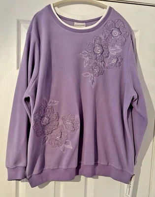 Moletom Feminino Alfred Dunner Lilás Floral Aconchegante Lã Tamanho 3X - Imagem 1 de 2