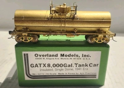 Overland Models HO Scale Brass GATX 8,000 Gal. Tank Car Single Dome - Image 1 of 4