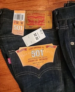 Levis 501 Original Fit Jeans Straight Leg Button Fly 100% Cotton Dark Blue  - Picture 1 of 13