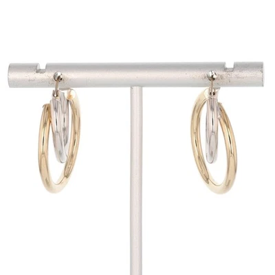 Par de pendientes de aro entrelazados pulidos de 28 mm de oro multicolor de 10 k de 2,14 gramos Foto 1 de 4