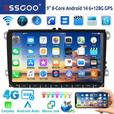 DAB+ 6+128G Android14 Carplay Autoradio GPS Für VW GOLF 5 6 Touran Passat Tiguan - Bild 1 von 4