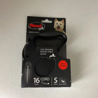 Trela retrátil Flexi Classic fita cães pequenos até 26 libras 16 pés preta [nova] - Imagem 1 de 2