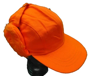 LL Bean L De Colección Trampero Naranja Brillante Sombrero de Caza Oreja Solapa Años 80 Correa para la Barbilla Unión EE. UU. - Imagen 1 de 16