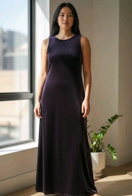 VTG My Michelle Maxi Dress Women Medium Purple Crushed Velvet 90s Slits Holiday - Image 1 of 4