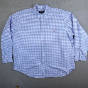 Camisa Polo Ralph Lauren Para Hombres 2XB Grande Alta Azul Mangas Largas Oxford Pony - Imagen 1 de 7