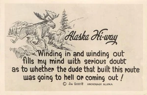 RPPC Alaska Hi-Way Moose Jim Garrett Anchorage 1947 Greetings Vintage Postcard - Picture 1 of 2