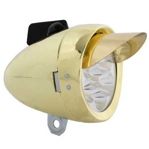 Gold Classic Bicycle Bullet Headlight w/Visor 7-LED Bulbs Cruiser Lowrider Bikes - Picture 1 of 1