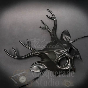 Deer Haunted  Animal Spirit Wall Decoration Halloween Masquerade Mask [Black] - Picture 1 of 4