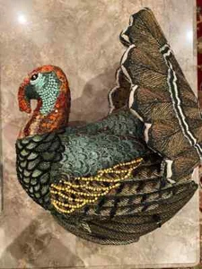 2024 John Derian x Target 16"x15" Beaded Turkey Shaped Plush Pillow Fall - Picture 1 of 2