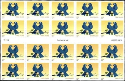 US #3976a MNH Booklet 2006 39c Love Birds True Blue [V11111 BC215] - Image 1 of 2
