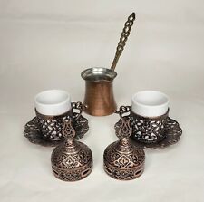 Handmade Turkish Coffee Espresso Serving Coffee Maker Pot Set Of 2 Cups + Tray
