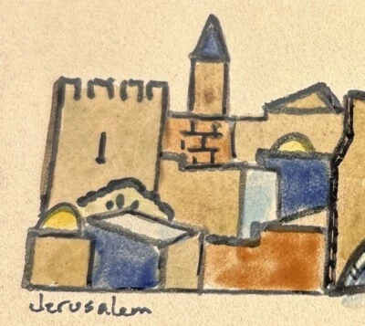 Vic Lepejian Armenian Art Studio Jerusalem Handpainted Signed Tile Jaffa Gate - Изображение 1 из 4