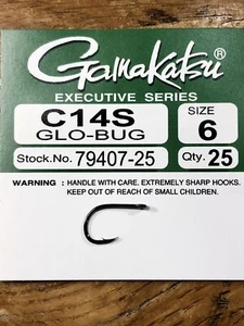 GAMAKATSU C14S GLO BUG EGG HOOK. U PICK SIZE. FLY TYING SALMON, STEELHEAD. BLACK - Picture 1 of 2