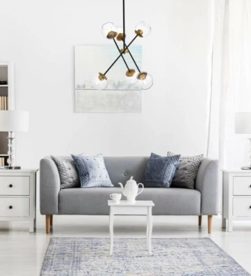 Araña Colgante Negro y Latón Sputnik Vidrio Pantallas Vestíbulo Salón Comedor Foto 1 de 4