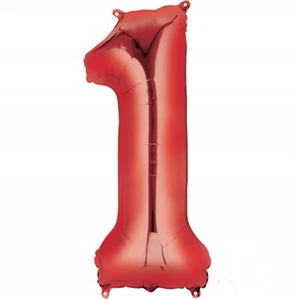 1st Birthday Party Supplies Foil Balloon Red Number 1 One First Boy Girl - Picture 1 of 1