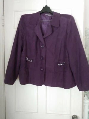 Chaqueta Traje Studio Works Púrpura Ultra Gamuza, Botones, Talla 18, Carrera Primavera Foto 1 de 2