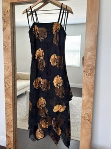 Vintage Eva Blue Beaded Floral Gown - Picture 1 of 4