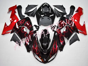 Black Candy Red Flame ABS Injection Bodywork Fairing Kit for 06-07 Ninja ZX-10R - Picture 1 of 7