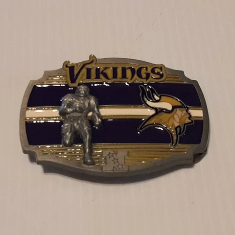 VINTAGE MINNESOTA VIKINGS Official Licensed Logo Metal Pewter Belt Buckle Cover