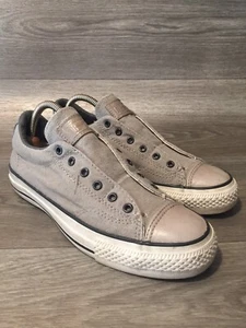 VTG š„Converse John Varvatos CTAS Gray Leather Canvas Slip On Mens Sz 6 Women 8 - Picture 1 of 9