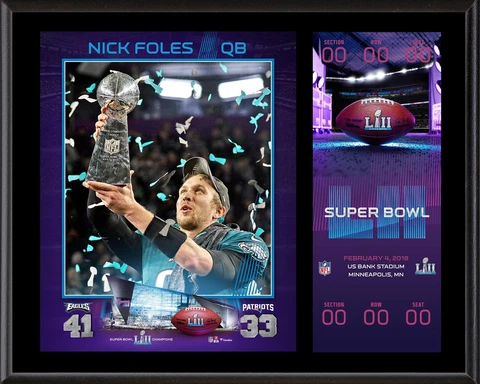 Nick Foles Philadelphia Eagles 12x15 Super Bowl LII Champs Sub Plqe Cover