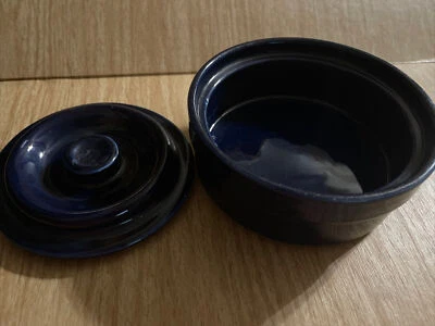 Pfaltzgraff small Casserole 12 oz 305 USA￼ cobalt lid bowl chip vintage Flaw - Image 1 of 4