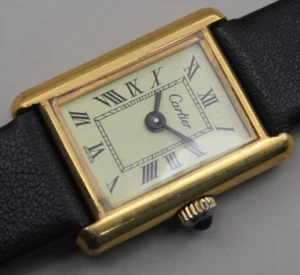 CARTIER Tank Roman numerals 18k gold plated- Manual wind watch - Picture 1 of 11