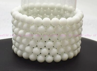 批发批量6件装天然白色瓷器8毫米7.5英寸水晶弹力手链 — 第 1/3 张图片