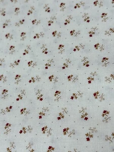 Floral Gatherings by Primitive Gatherings Moda Cotton Fabric Red & Tan Flowers 1 - Picture 1 of 5