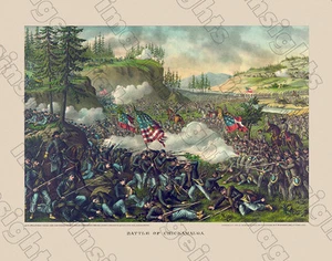BATTLE OF CHICKAMAUGA 1890 Civil War Lithograph Expert Digital Restoration RP - Picture 1 of 1