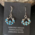 Blue Turquoise Needle Point Southwestern Zuni Sterling Silver Earrings 12887