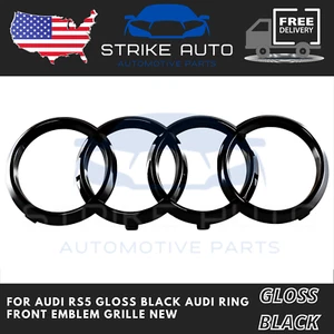 For Audi RS5 Gloss Black Audi Ring Front Emblem Grille New - Picture 1 of 1