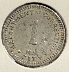 Brooklyn New York Department Corrections Prison Token 1¢ ~No Res. Auction SP4117 - Picture 1 of 2