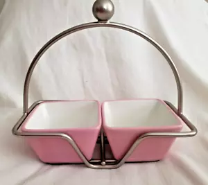 Pampered Chef Whip Cancer Caddy 2 Pink Dishes Server Breast Cancer Ribbon - Picture 1 of 20