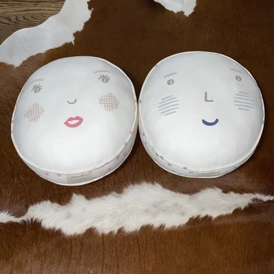 Pair Pehr Designs Anthropologie Anthro Face Peek-A-Boo Pillow Round Decor - Image 1 of 4