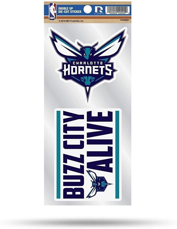 Charlotte Hornets Double UP 2-Pack Decal Sheet Slogan Sticker 3 Inch Decals... - Image 1 of 1