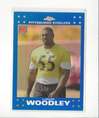 2007 Topps Chrome Blue Refractor #TC236 LaMarr Woodley RC Rookie Steelers - Image 1 of 2