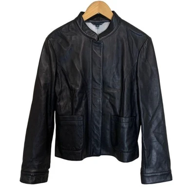 L Size Leather Jacket Brooks Brothers Single Lamb Black - Image 1 of 4