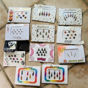 12er Pack Indisch Sortiert Mehrfarbig Bindi Stirn Tika Tattoo Aufkleber Kostenloser Versand - Bild 1 von 8