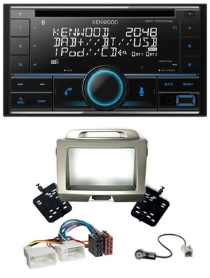Kenwood CD 2DIN DAB USB MP3 Bluetooth Autoradio für Kia Sportage 3 SL 10-15 silb - Bild 1 von 4
