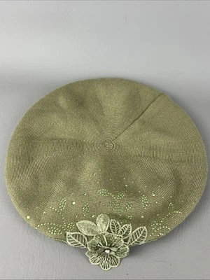 Mujeres Informal Francés Gorro Lindo Boina Gorra Flor Floral Gorro Sombrero Gema Verde Foto 1 de 4