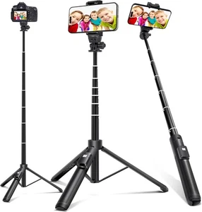BZE 62 inches Extendable Selfie Stick Tripod with Wireless 62in selfie stick  - Picture 1 of 7