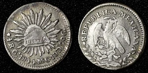 MEXICO Silver 1844 Ga MC 1/2 Real Guadalajara Mint Liberty Cap KM# 370.5 (338) - Picture 1 of 3