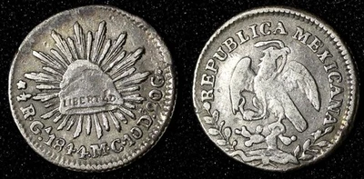 MEXICO Silver 1844 Ga MC 1/2 Real Guadalajara Mint Liberty Cap KM# 370.5 (338) - Image 1 of 3