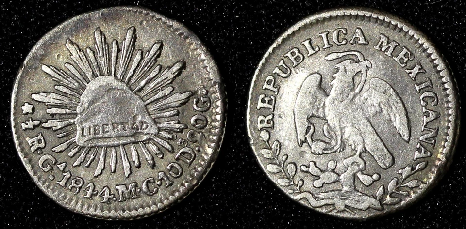MEXICO Silver 1844 Ga MC 1/2 Real Guadalajara Mint Liberty Cap KM# 370.5 (338) - Image 1 of 3