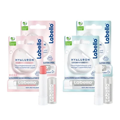 LABELLO HYALURON LIP MOISTURE PLUS Lippenpflege 2x Clear + 2x Rosé - Bild 1 von 4