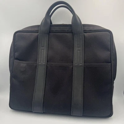 Bolso de Negocios Hermes Acapulco Ordenador Negro Cuero Chevron 36cm x 30cm Usado Foto 1 de 4