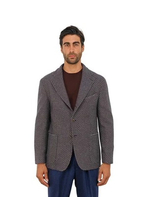 $2200 RUBINACCI NAPOLI Chaqueta Azul Espiga Abrigo Deportivo 100% Cachemira Foto 1 de 4