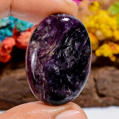 43 Ct. Natural Oval Charoite Cabochon Loose Gemstone Pendant Making 32X22X6 mm - Image 1 of 3